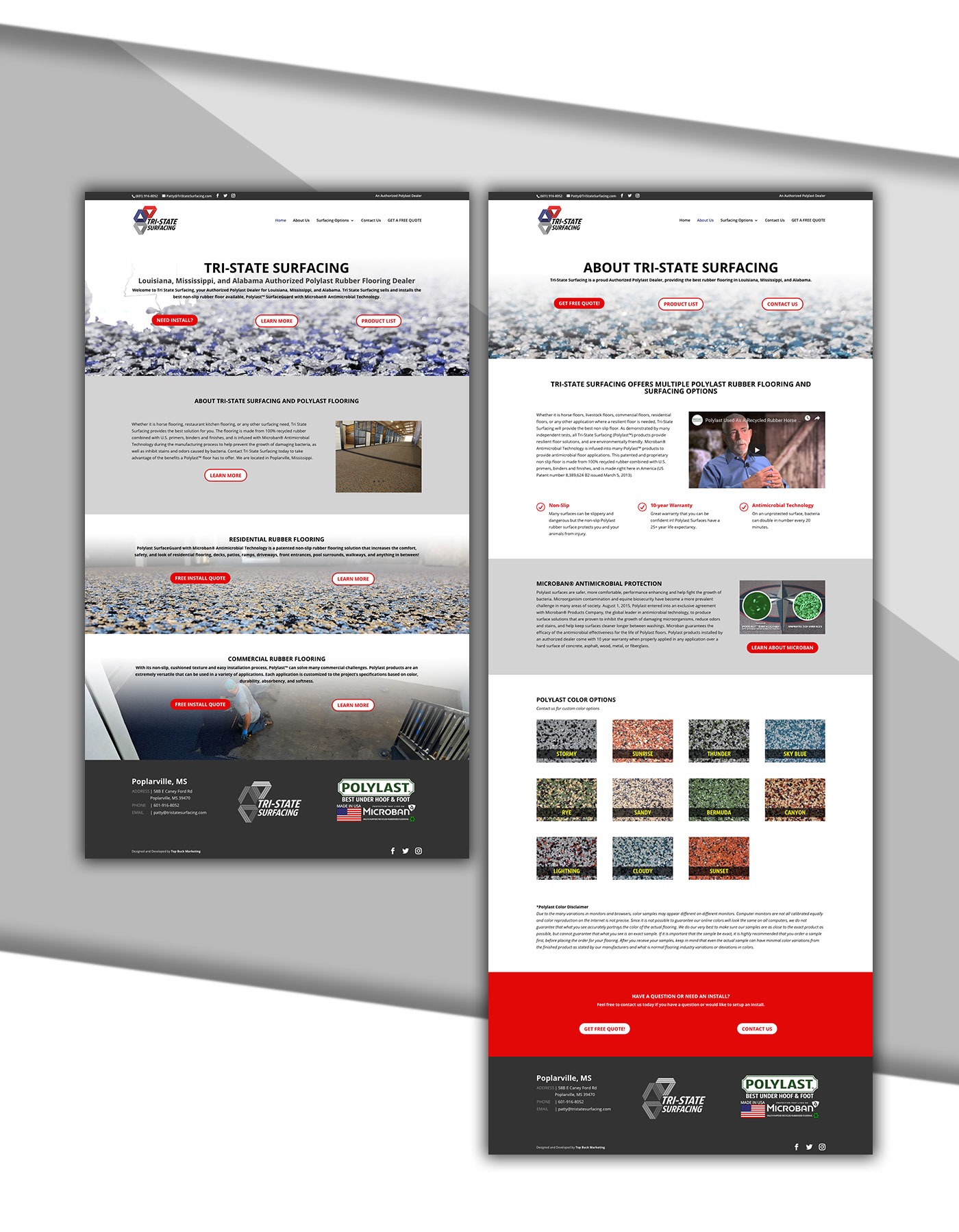 Tri-State Surfacing Mock-up websites