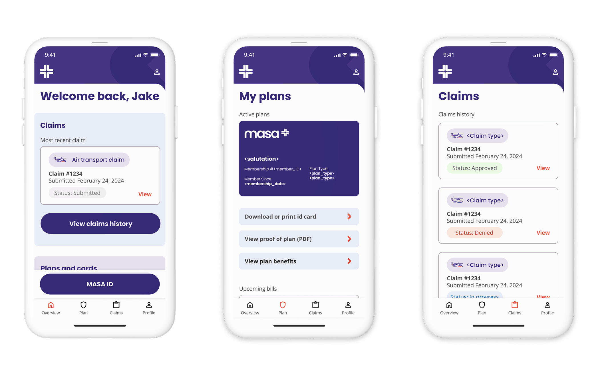 New MASA app examples 3 screens