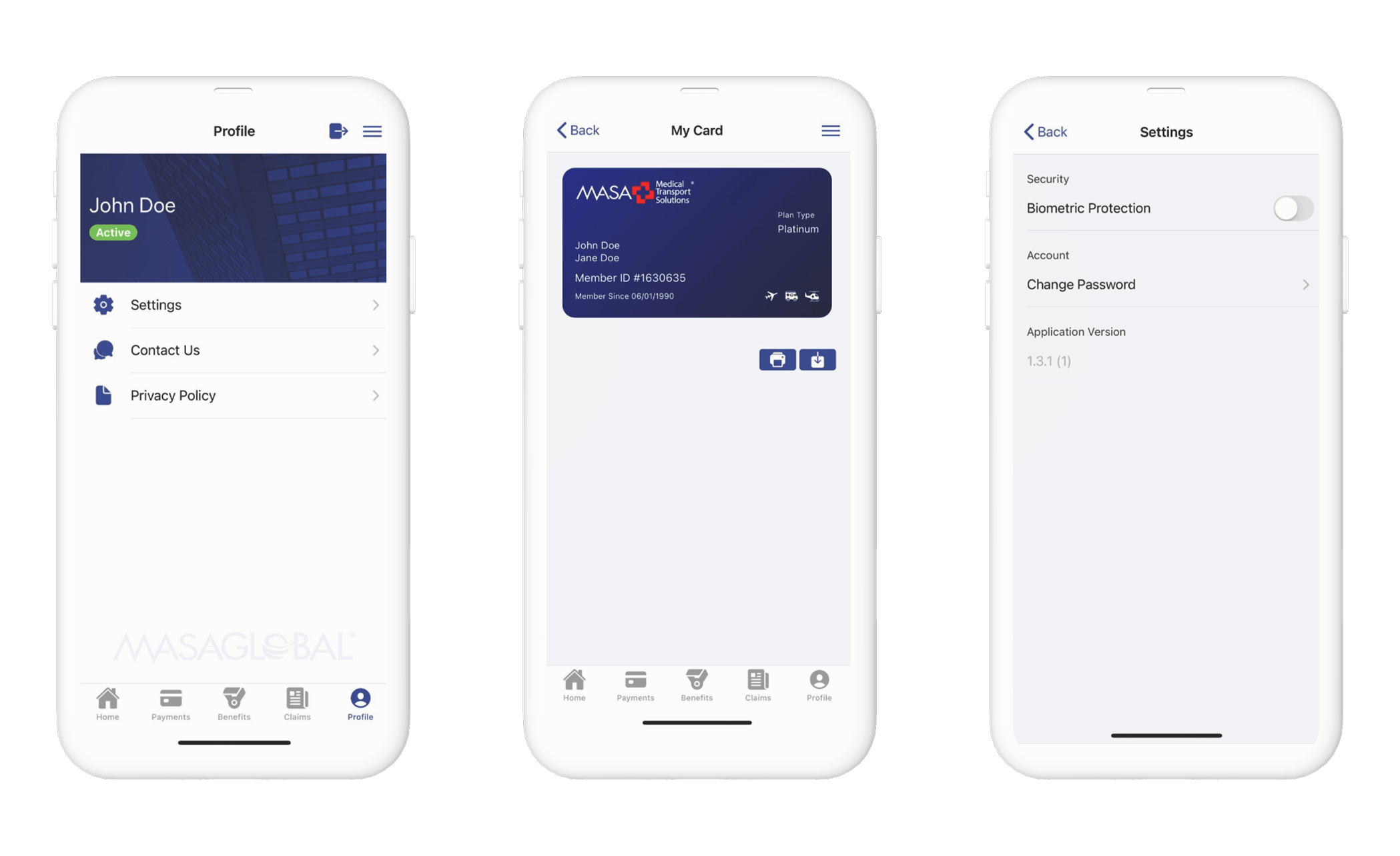 Old MASA app examples 3 screens